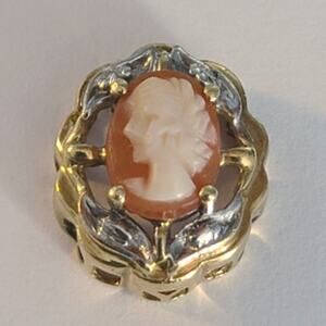 Vintage Richard Klein 10K Yellow Gold Oval Cameo Slide Charm 999